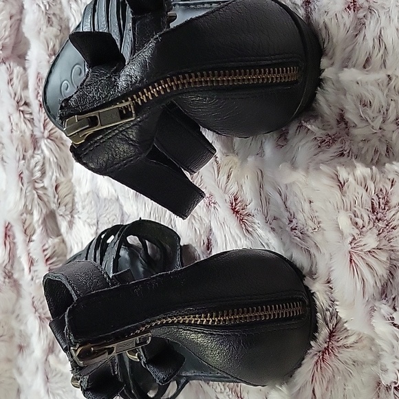 Børn Black Leather Thong Flip Flop Gladiator Strappy Sandals Women’s Size 11 - Picture 4 of 10